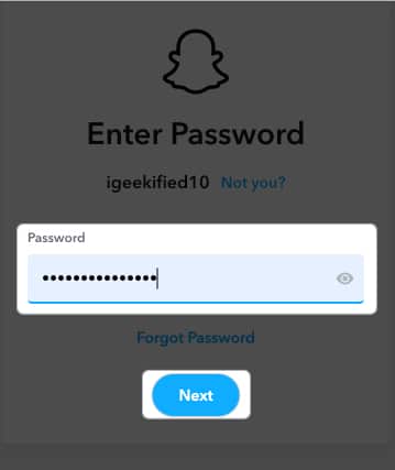 Enter Password and Tap Next